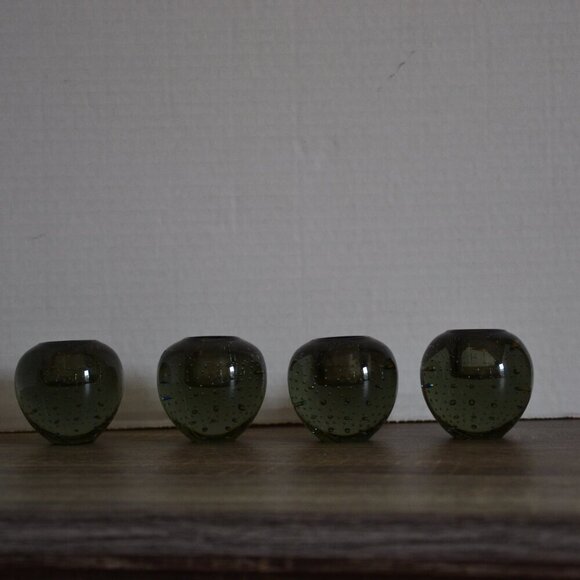 Vtg Smokey Glass Candle Holders With Controlled Bubbles - Picture 3 of 8